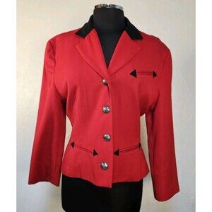 Vtg. Hairston Roberson Jacket Women 10 Red Blk Western Sterling Silver Buttons